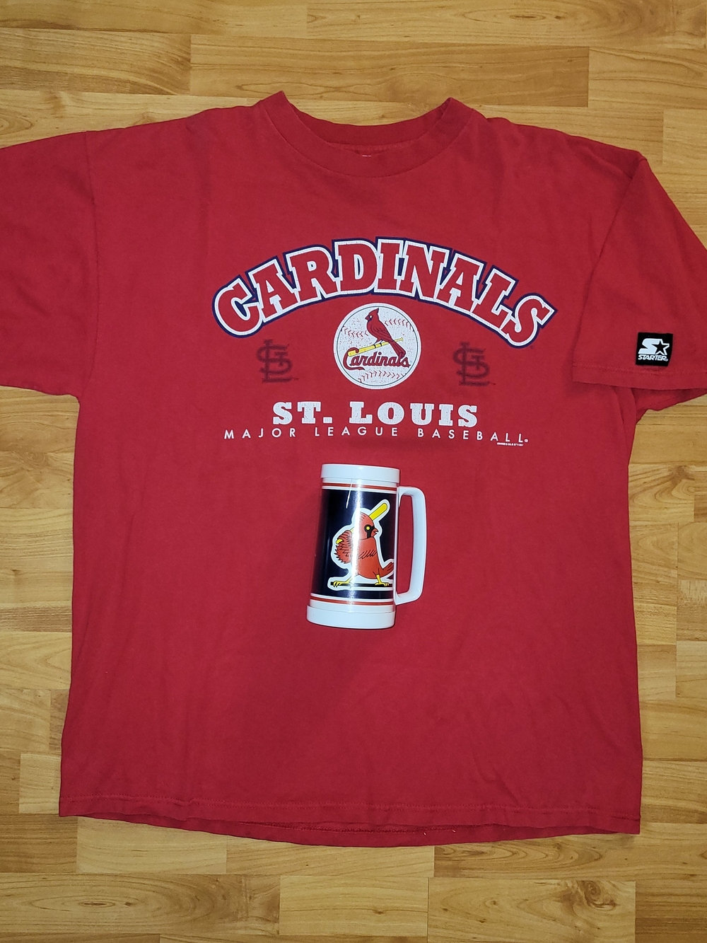Vintage St. Louis Cardinals Bundle: STARTER Mark McGuire Red T-shirt + 1980s Mug